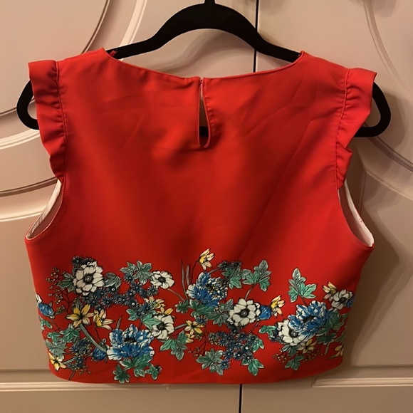 Zara Tops Zara Cropped Ruffle Sleeve Floral Bottom Top Poshmark